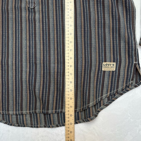 Vintage 90s Levi's Shirt Mens L Striped Twill Western Button Up Long Sleeve - Picture 9 of 9